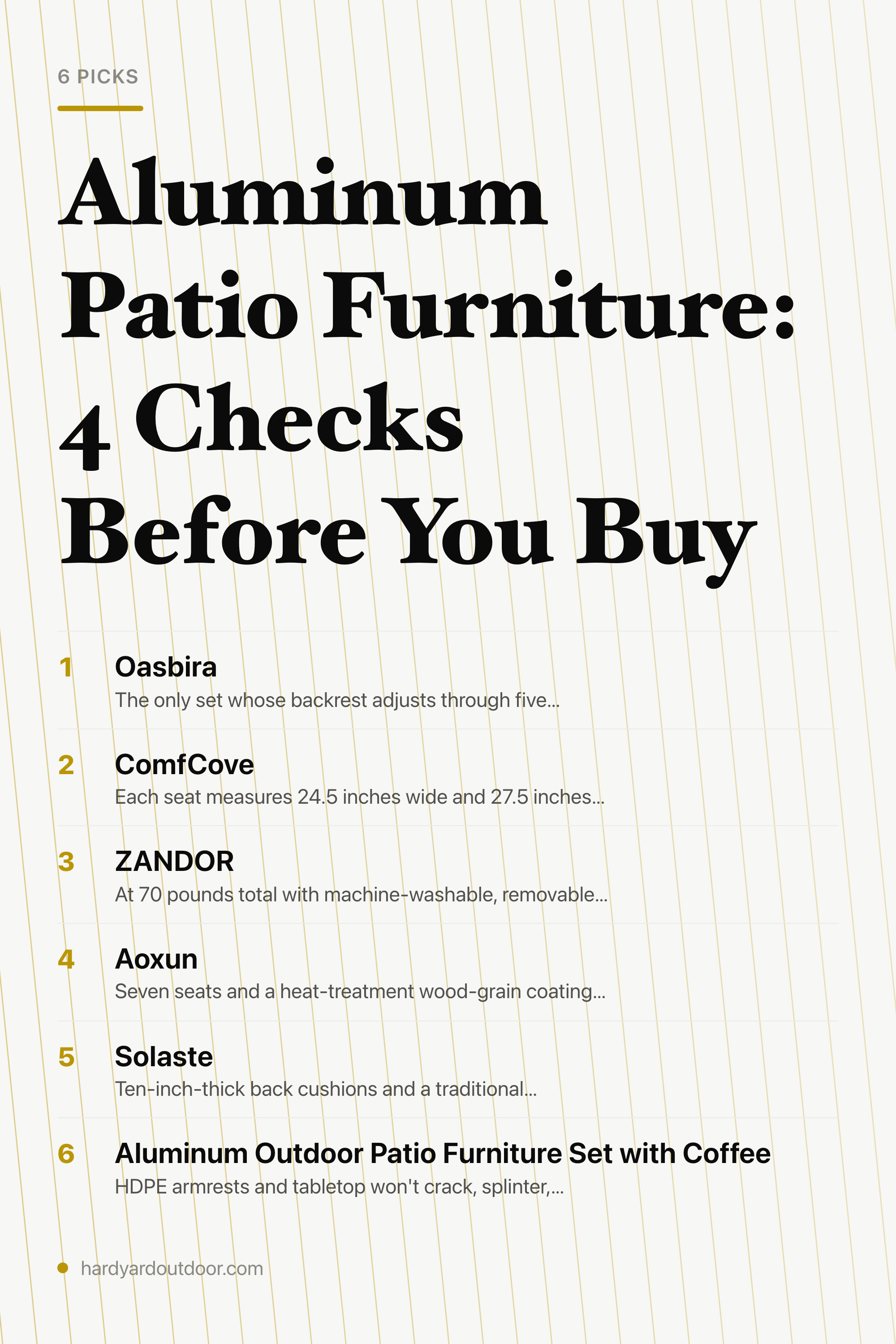 Aluminum Patio Furniture: 4 Checks Before You Buy — the picks, as a saveable list