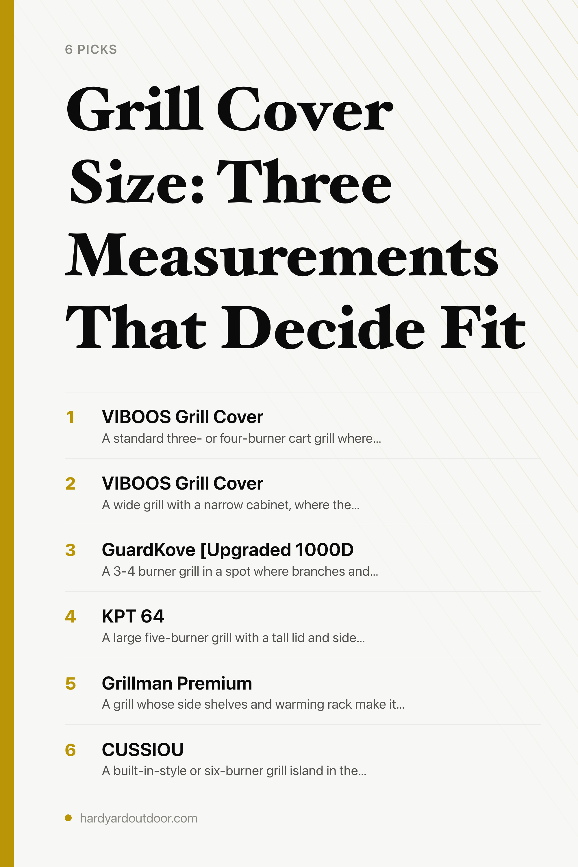 Grill Cover Size: Three Measurements That Decide Fit — the picks, as a saveable list