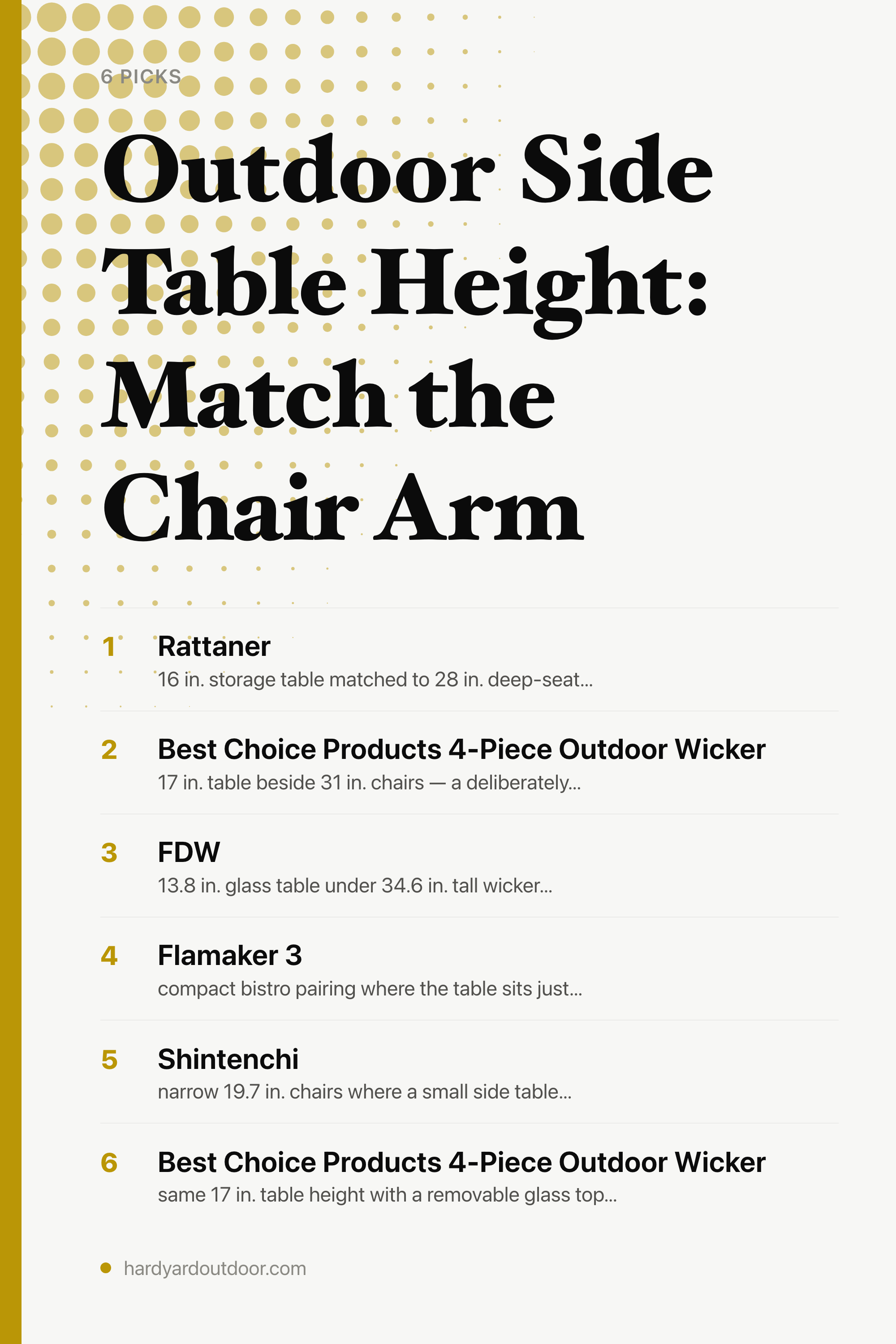 Outdoor Side Table Height: Match the Chair Arm — the picks, as a saveable list
