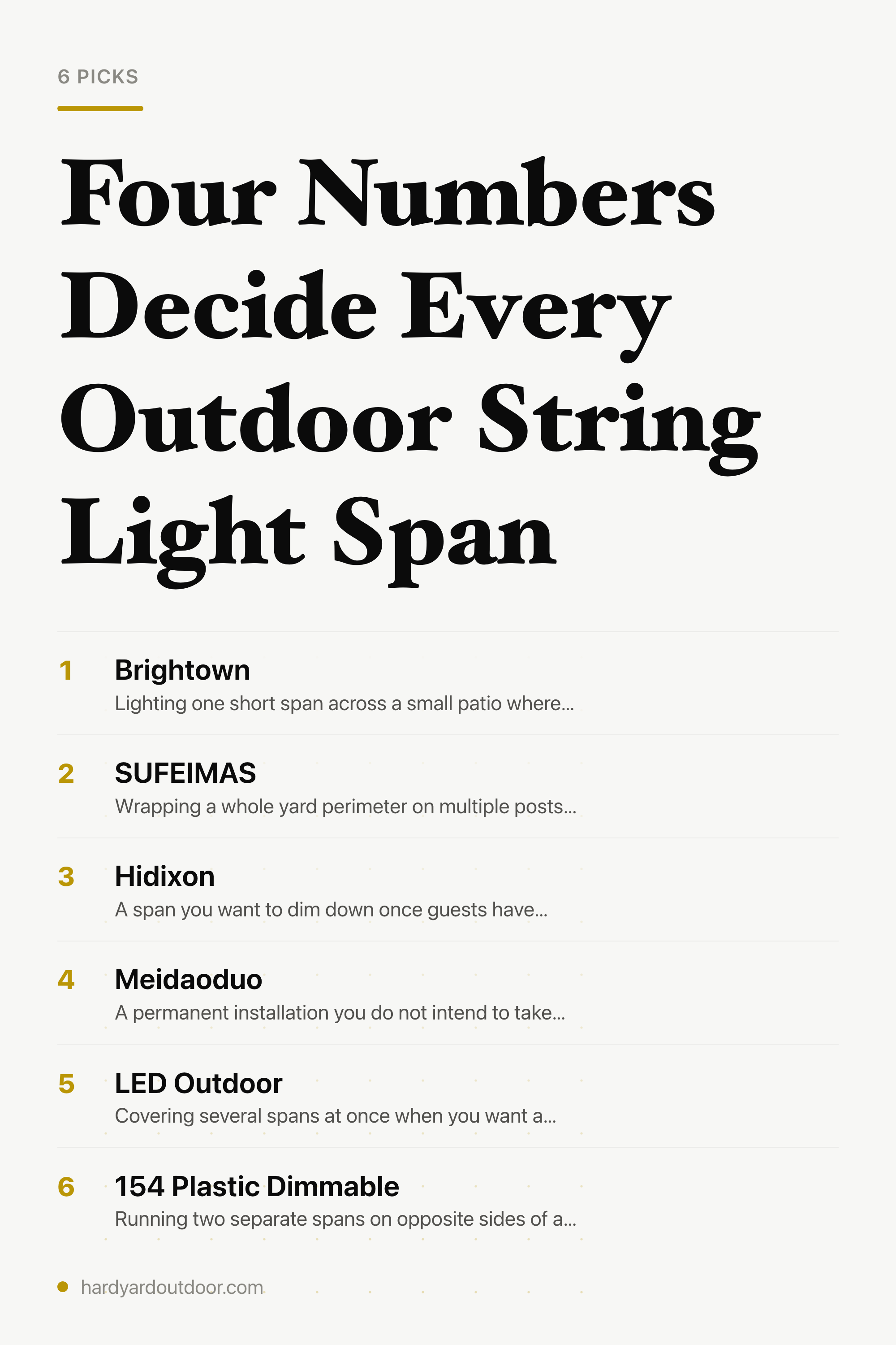 Four Numbers Decide Every Outdoor String Light Span — the picks, as a saveable list