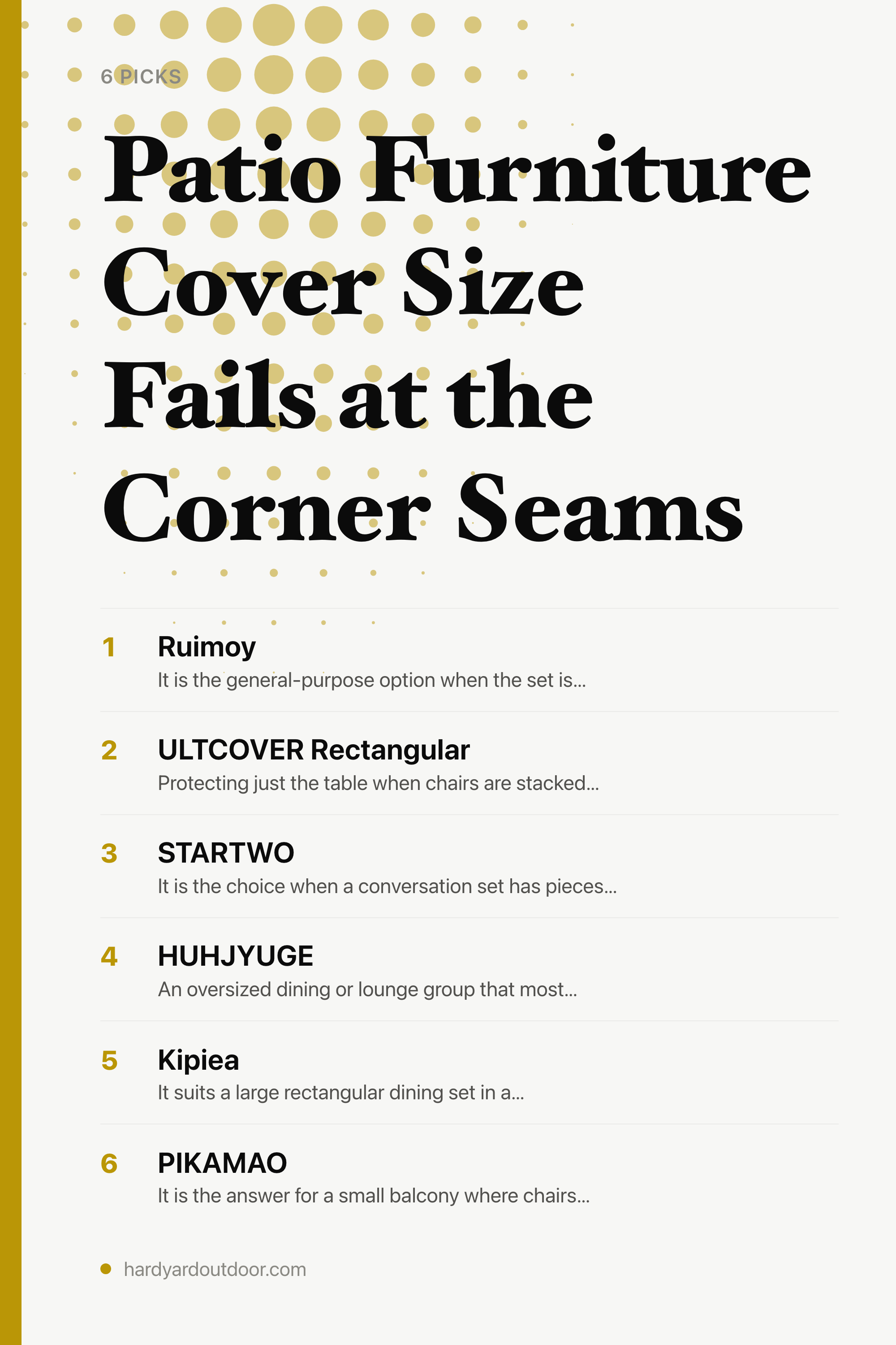 Patio Furniture Cover Size Fails at the Corner Seams — the picks, as a saveable list