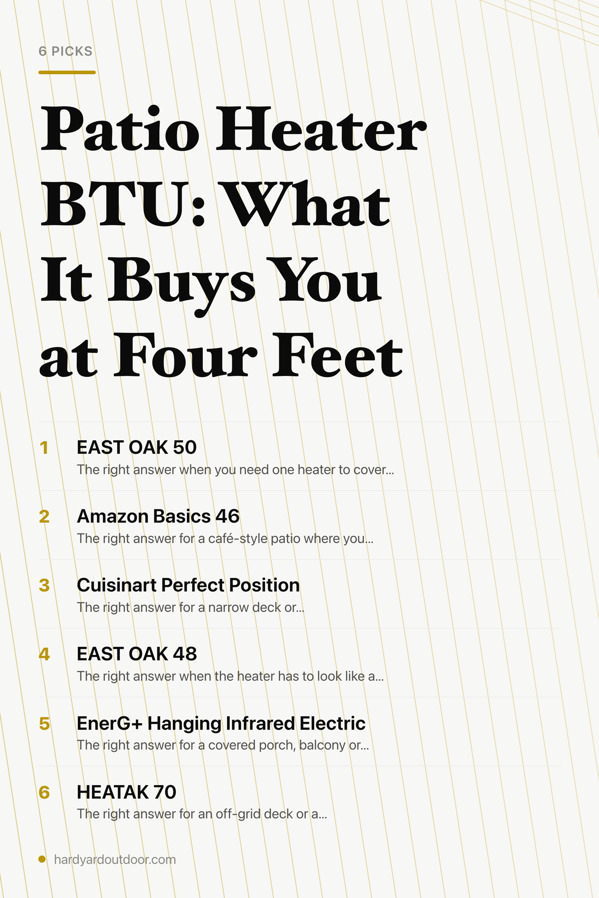 Patio Heater BTU: What It Buys You at Four Feet — the picks, as a saveable list